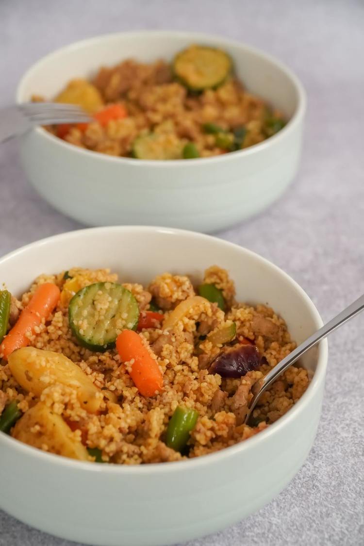 Couscous with Zucchini, Green Beans, Carrots and Potatoes