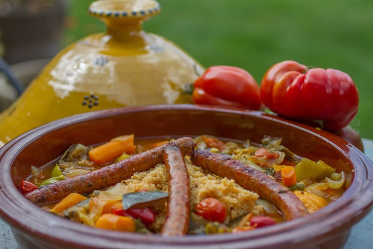 Couscous Recipe - Couscous and Sausage Stew with Carrots and Cherry Tomatoes