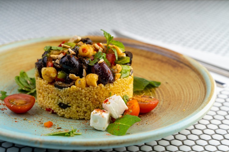 Couscous Salad with Olives, Chickpeas, Feta, Mint and Pine Nuts - Couscous Recipe